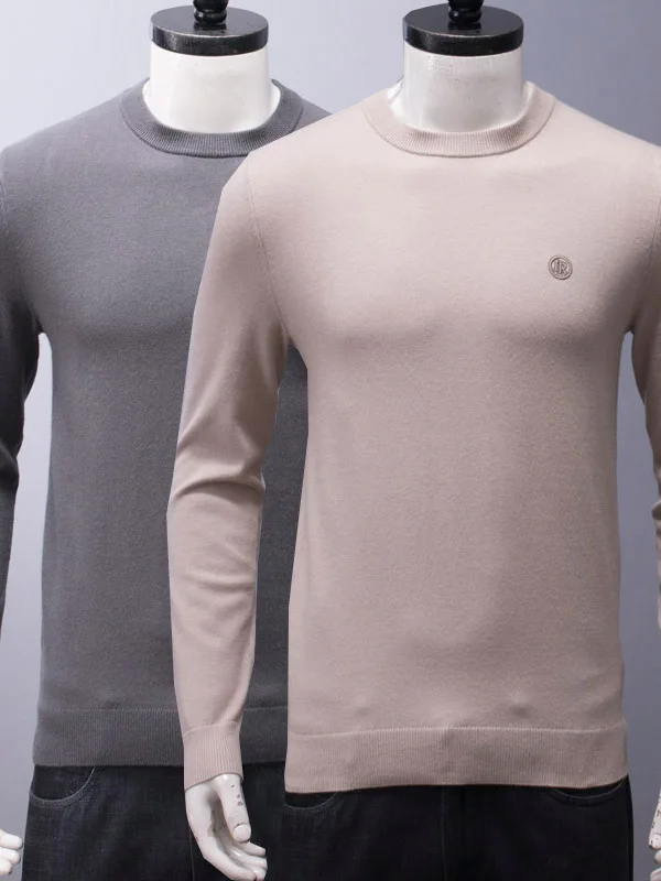 

Soft Comfortable Pure Wool Men's Knitted Sweater round Ne Warm Inner Wear Casual Sle Polyester Fiber Regular Length Long ...