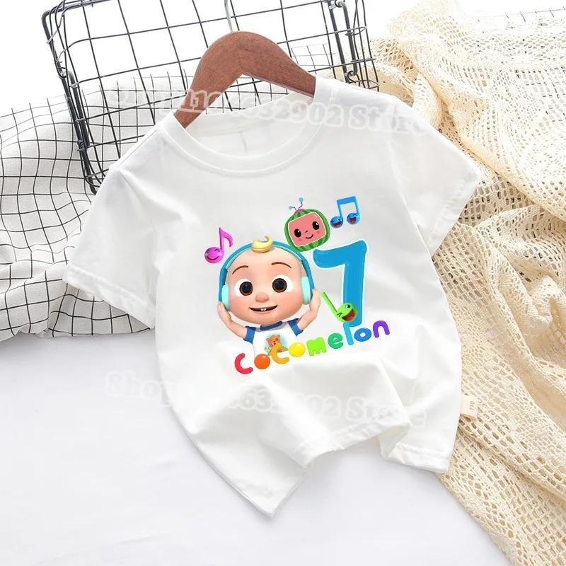 Cocomelons 男の子女の子かわいい誕生日 Tシャツ子供夏服ベビーシャワー Tシャツ漫画アニメパターントップスパーティーギフト