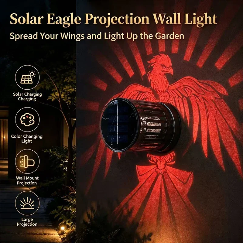 NEW 1-3Pack Solar LED Lights Outdoor Waterproof Eagle Pattern Wall Lamps for Garden Decoration Patio Deck Fences