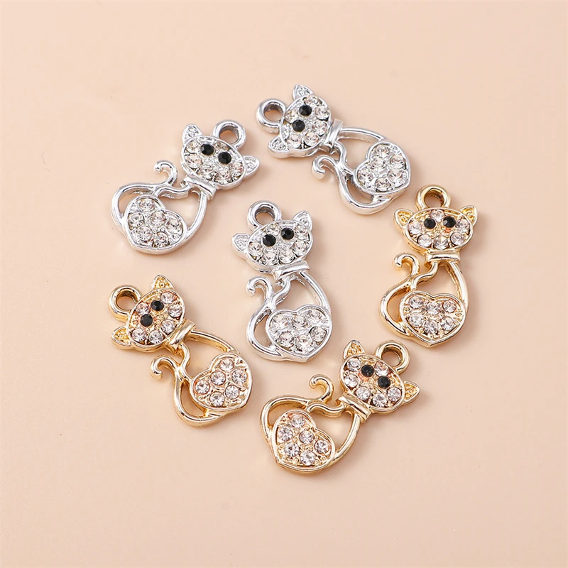 

20pcs 13x18mm Cartoon Animal Charms Crystal Cat Charms Pendants for Jewelry Making Earrings Necklaces Bracelets DIY Crafts Gifts