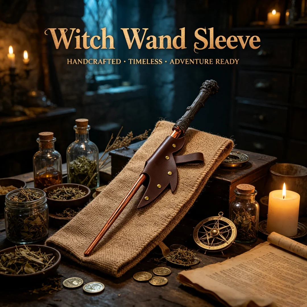 UYEE Medieval Leather Wand Holder Belt, Handmade Wizard Wand Sleeve Halloween Renaissance Accessory