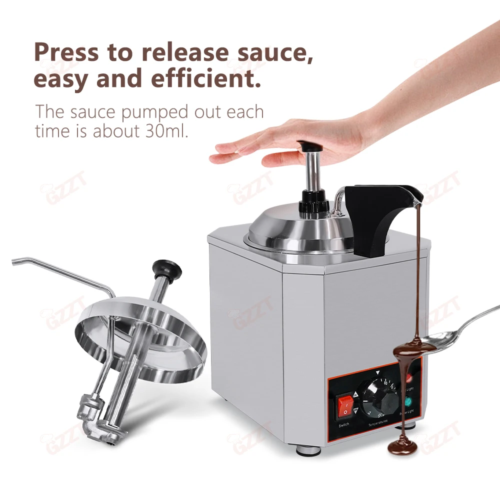 GZZT Commercial Sauce Warmer 1/2/3 Cylinder 30~85°C Sauce Insulation Machine for Chocolate/Cheese Dispenser Sauce Pump 110V/220V view 5