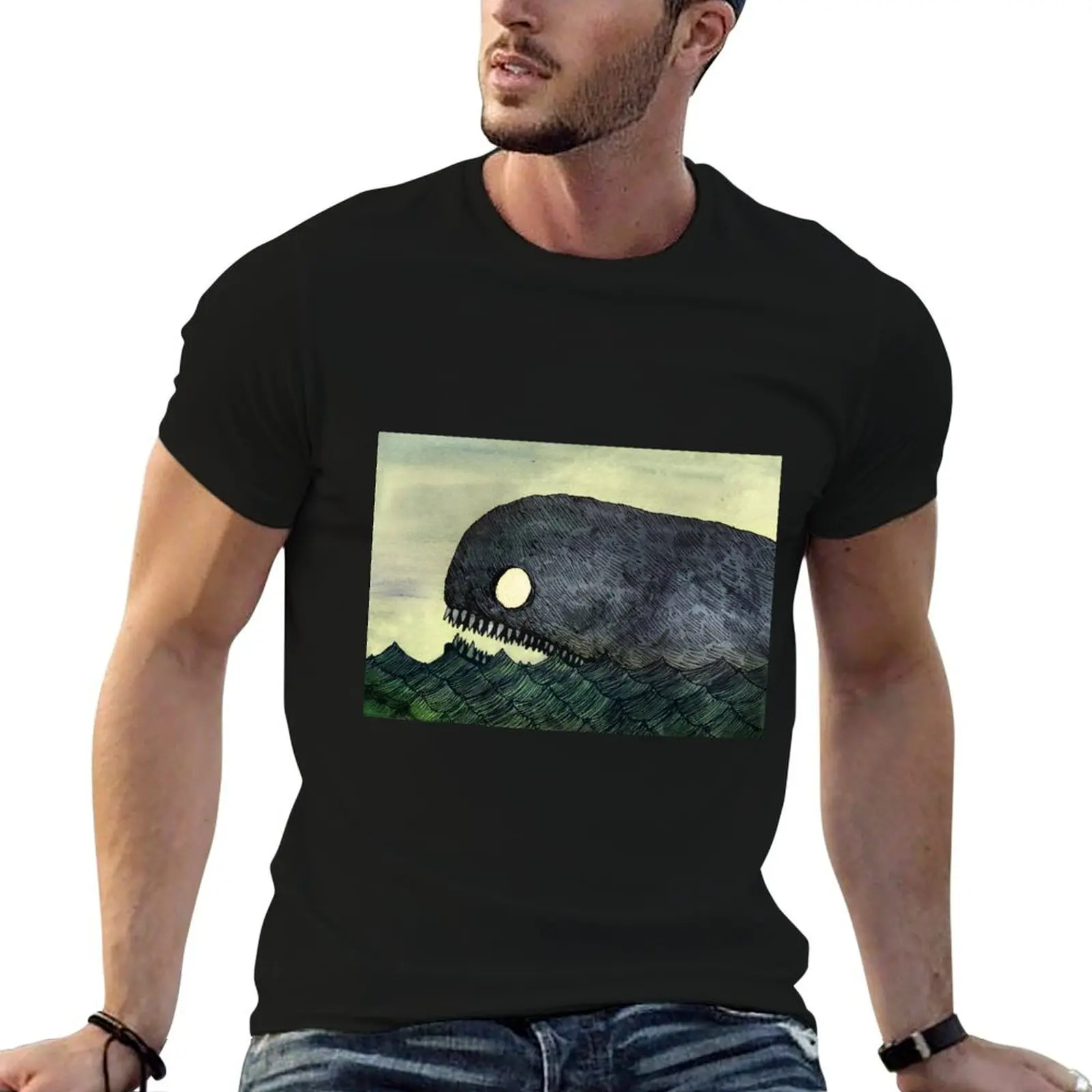 Monstrous Whale T-Shirt Plus Size Lightweight Top