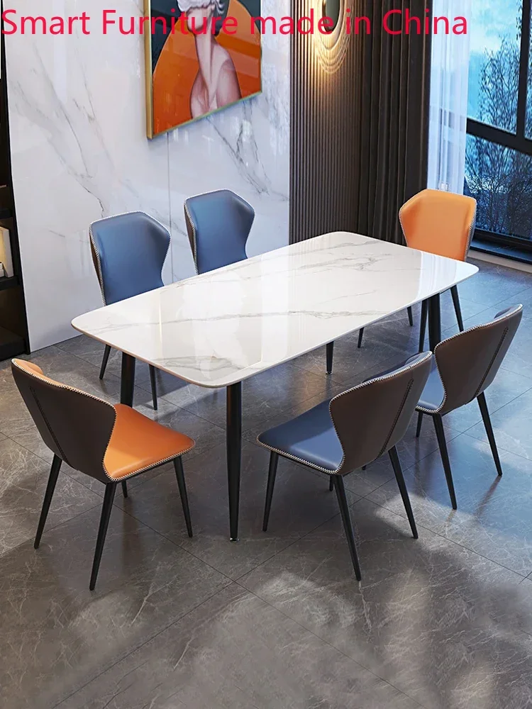 Rock dining table and chair Italian online celebrity bright, luxurious and simple modern small-sized rectangular dining table