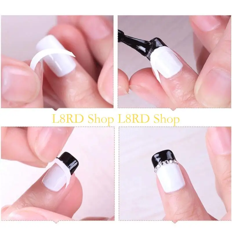 L8rd 24-Design French Manicure Strips Nagelkunstaufkleber, selbstklebende Nagel-Tipps Guides für DIY-Nageldekoration Schablone