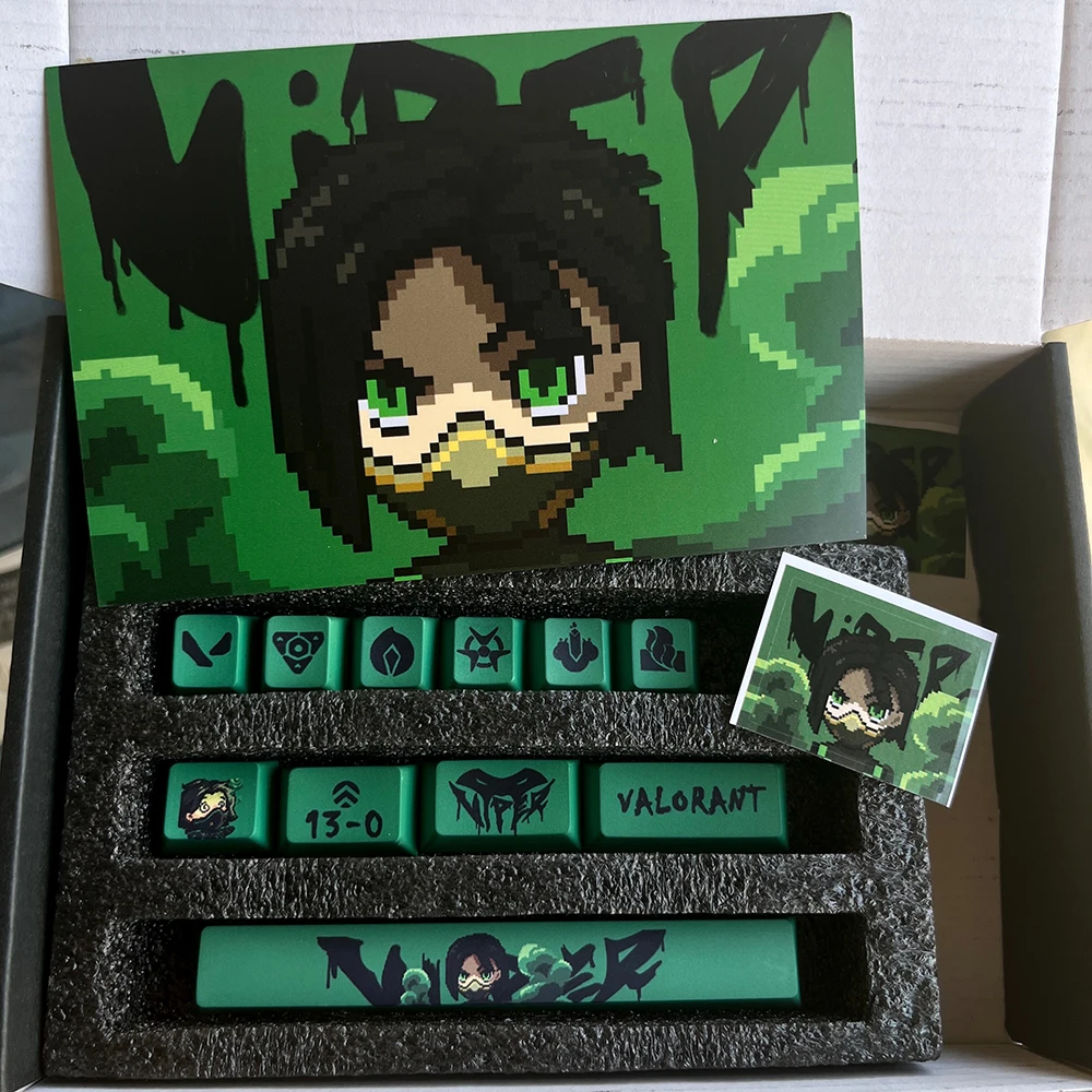 11 teclas Valorant, keycaps Cherry Profile Mini Set, PBT con sublimación de tinta, para interruptores Mx, Jett, Kay'O, Clove, Killjoy, Reyna, Cypher