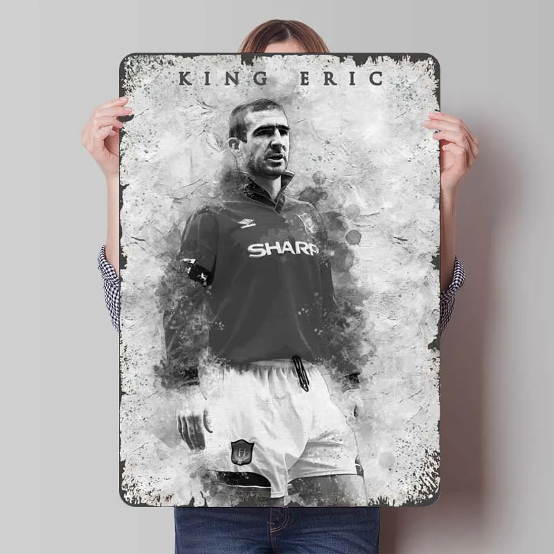 Eric Cantona Poster Football Sports Tinplate Sign Room Decoration Home Custom Metal Signs for Wall Art Decoration Wand Deko Bar