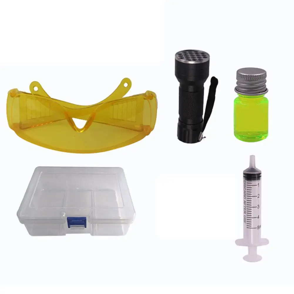 Ferramenta de detecção de vazamento de ar condicionado automático, kit de detecção de agente de luz roxa fluorescente, ferramenta de detecção e reparo de vazamento
