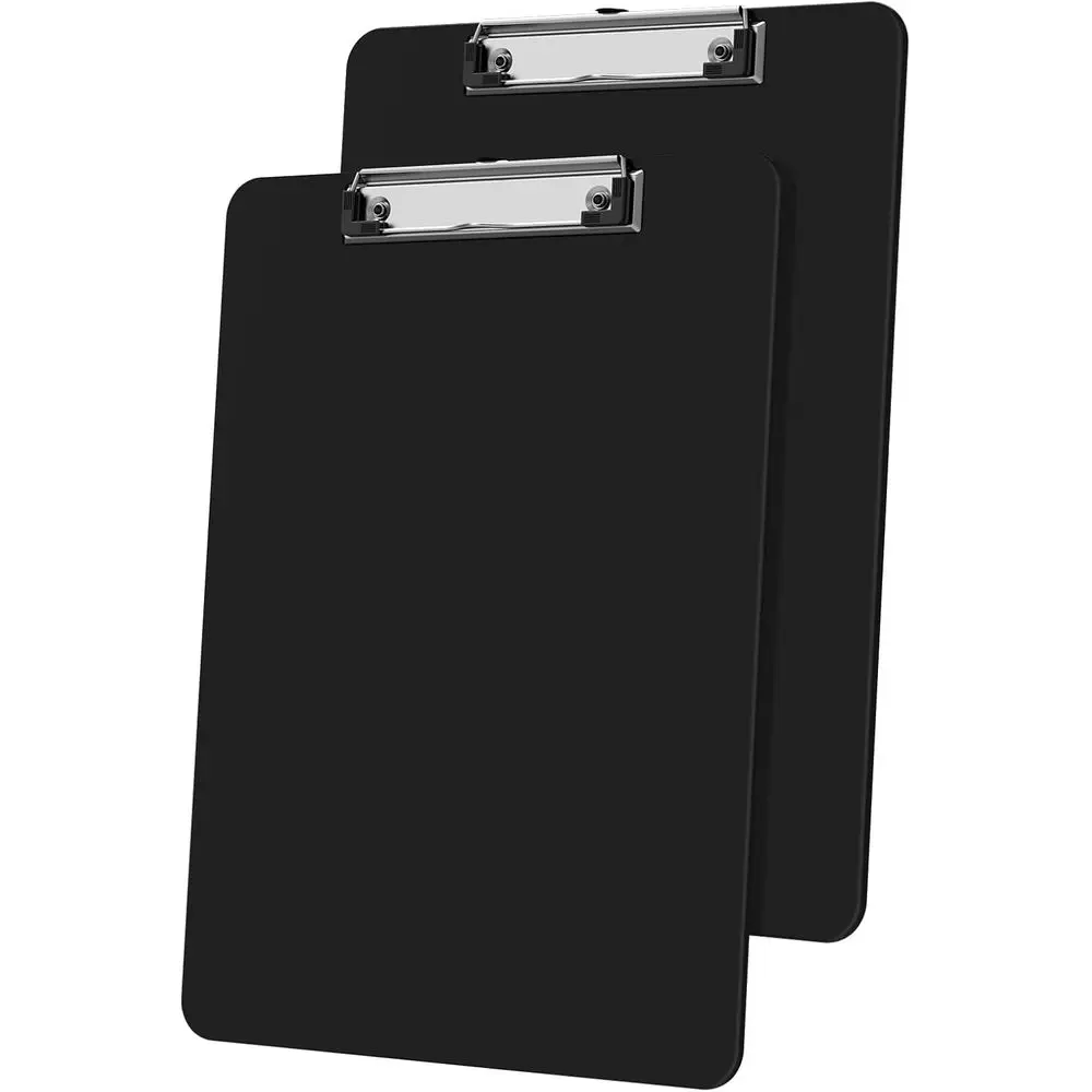 

2-Pack A4 Black Clipboards, 8.5x11 Inches, Low Profile Clip, Ideal for Classroom, Students, and Office Supplies