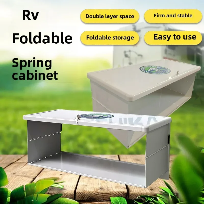 

FORAll-aluminum alloy external hanging portable folding RV table cabinet double-layer space storage, stable and firm installatio