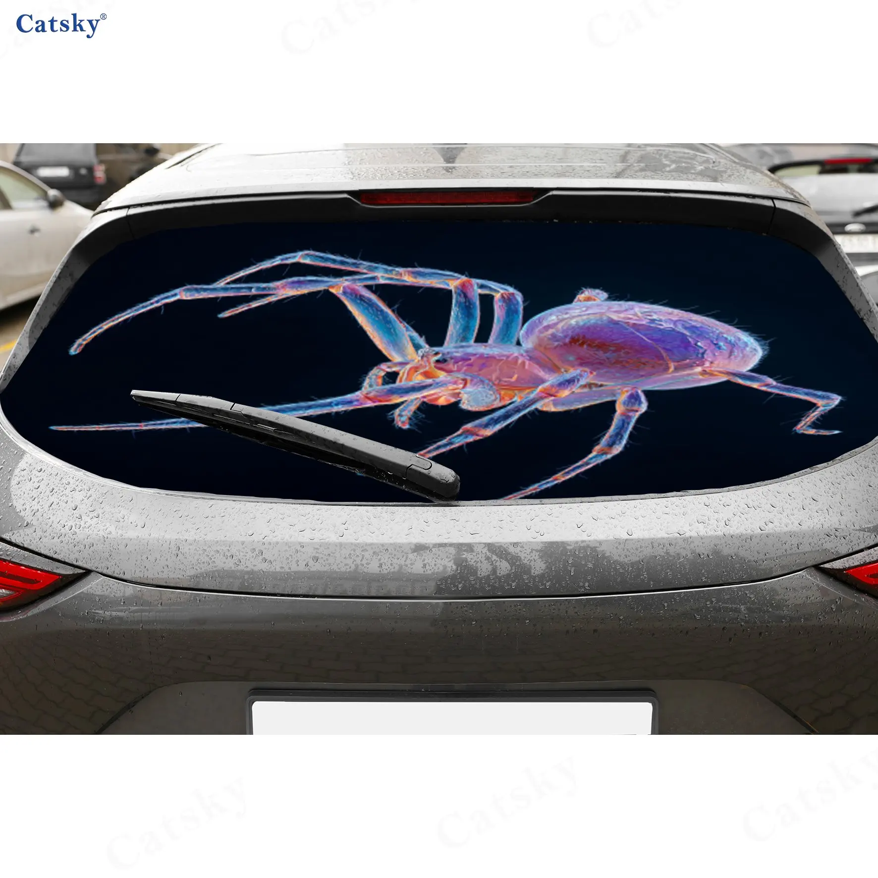 Magic Spider PVC Perforated Car Vinyl Wraps, Privacy Enhancing Design For Rear Window, Car Rear Windshield Sticker