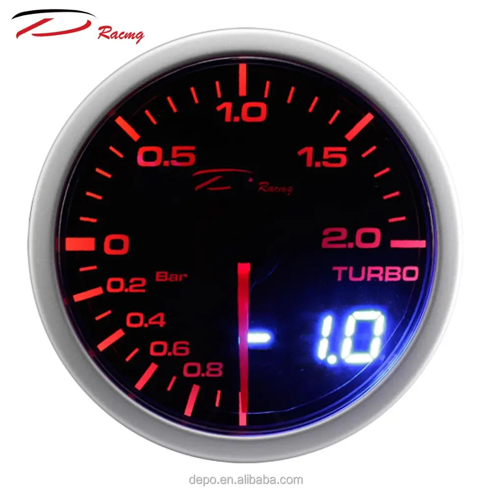 60mm Auto Gauge Dual View Analog + Digital Stepper Motor Auto Racing Boost Turbo Gauge