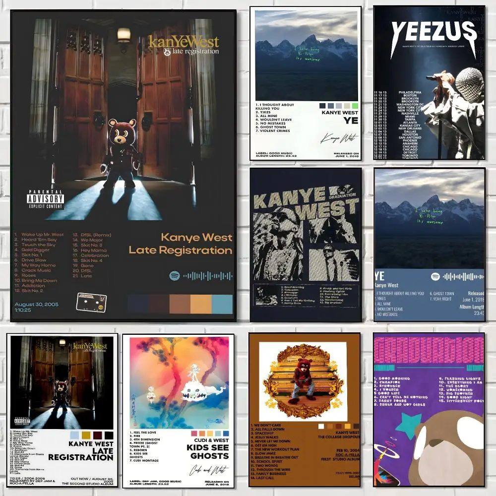 Rapper K-Kanye West Poster Print Painting Home Decor for Bedroom Living Room Hallway