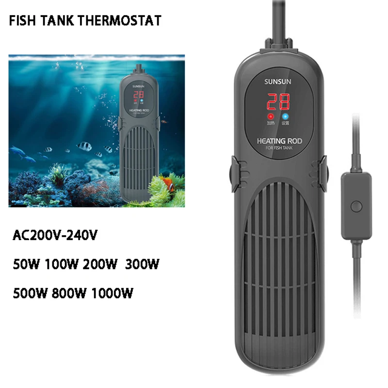 

Aquarium Heater Submersible Fish Tank LCD Display Smart PTC Thermostat Adjustable Constant Temperature Water Heating Rod50-1000w