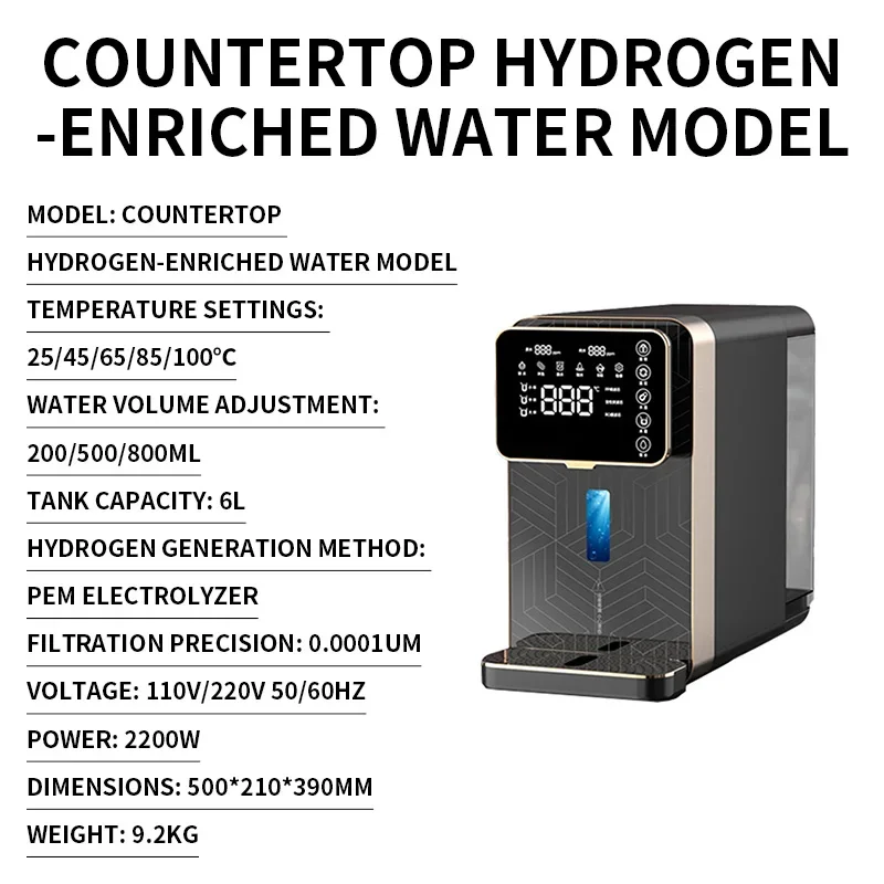 Countertop Water Purifier Installation-Free RO Water Purifier for Direct Drinking, Household Use, and Hydrogen-Rich Water Genera