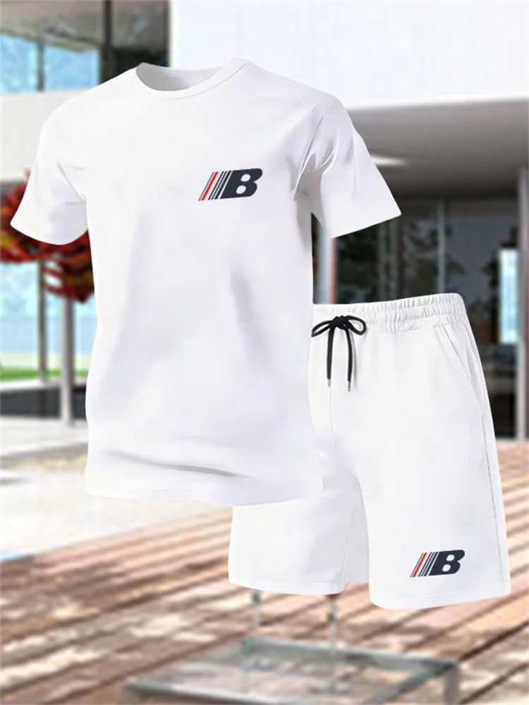 

Men's Summer Breathable Sportswear Short Sleeve Shorts Set Lightweight Comfortable Sport Style Made in China