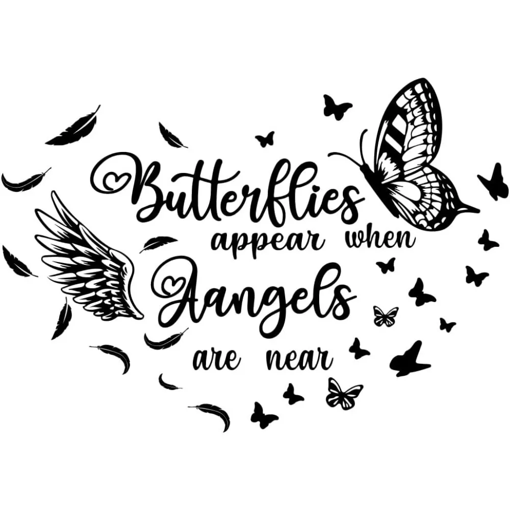 

Butterfly Angel Wings Wall Decals Wall Stickers Inspirational Quotes Mural Black Motivational Saying Women Classroom