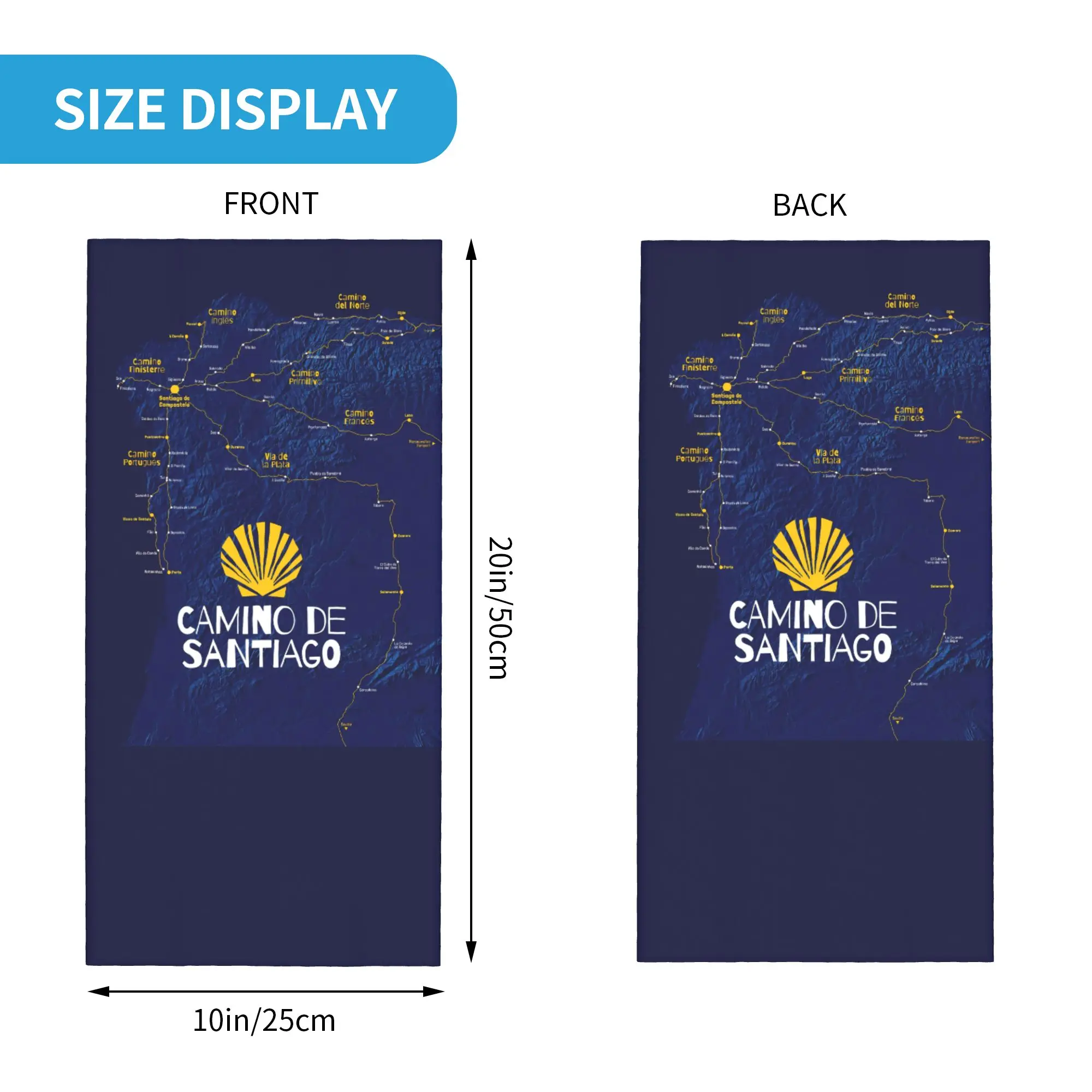 Camino de Santiago Hiking Bandana Neck Cover Printed Way of St. James Balaclavas Wrap Scarf Multi-use Headband Men Women Adult