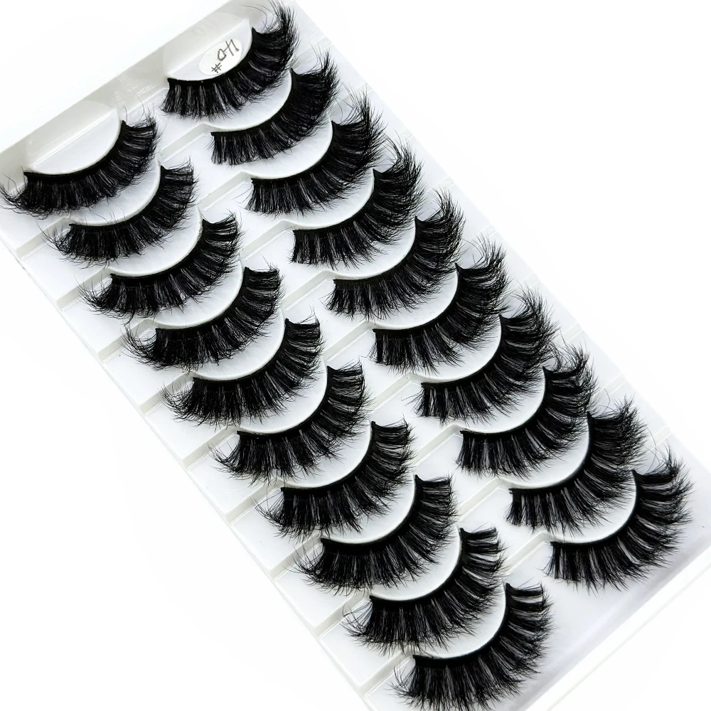 AMSDCN 10 pairs Eyelashes 3D Natural False Lashes Fluffy Soft Cross Fake Lashes Wispy Natural Long Eyelash Extension Makeup