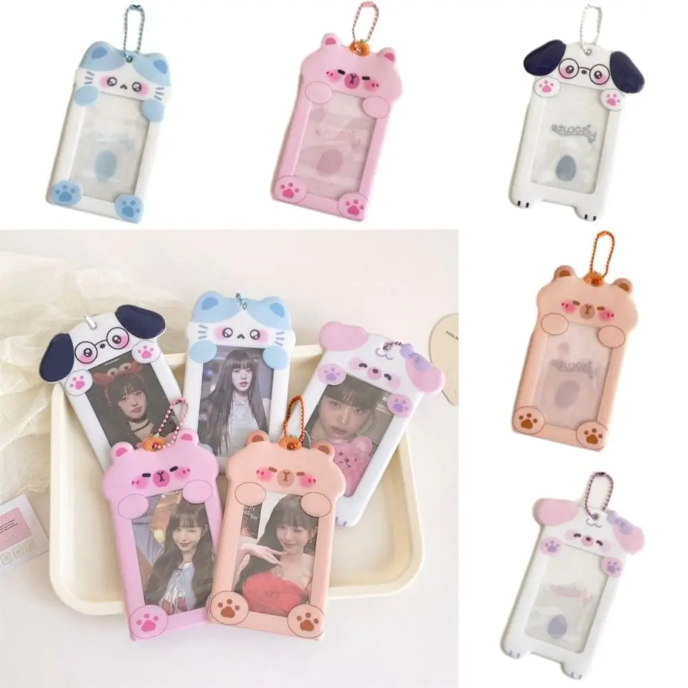 3 Inch PVC Puppy Card Sleeve Korean Style Key Chain Card Protective Case Capybara INS Bus Card Holder Lady