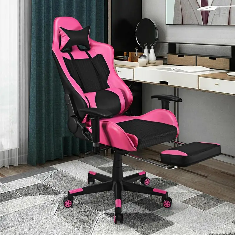 PU Leather Gaming Chair with U - Gaming Chair Lumbar Pillow บทวิจารณ์และราคา