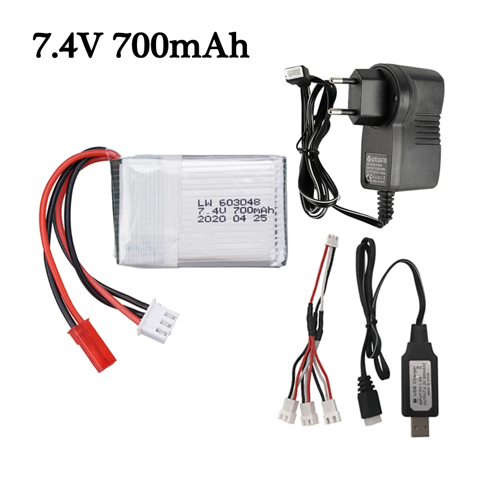 7.4V 700mAh Lipo battery For FT007 Remote control boat speedboat FX059 F1 Syma Remote control aircraft Li-po 2s 7.4 653048