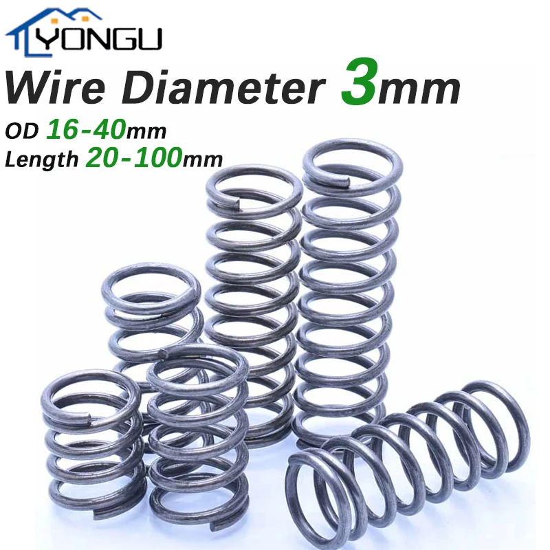 Wire diameter 3mm Spring Steel Pressure Compression Spring Shock Absorption Return Spring Outer Diameter 16-40mm