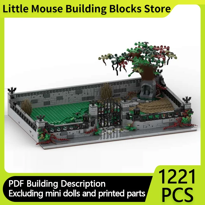 

City Street View Model MOC Building Bricks Halloween Cemetery Base Modular Technology Gifts Holiday Assemble Children Toys Suit