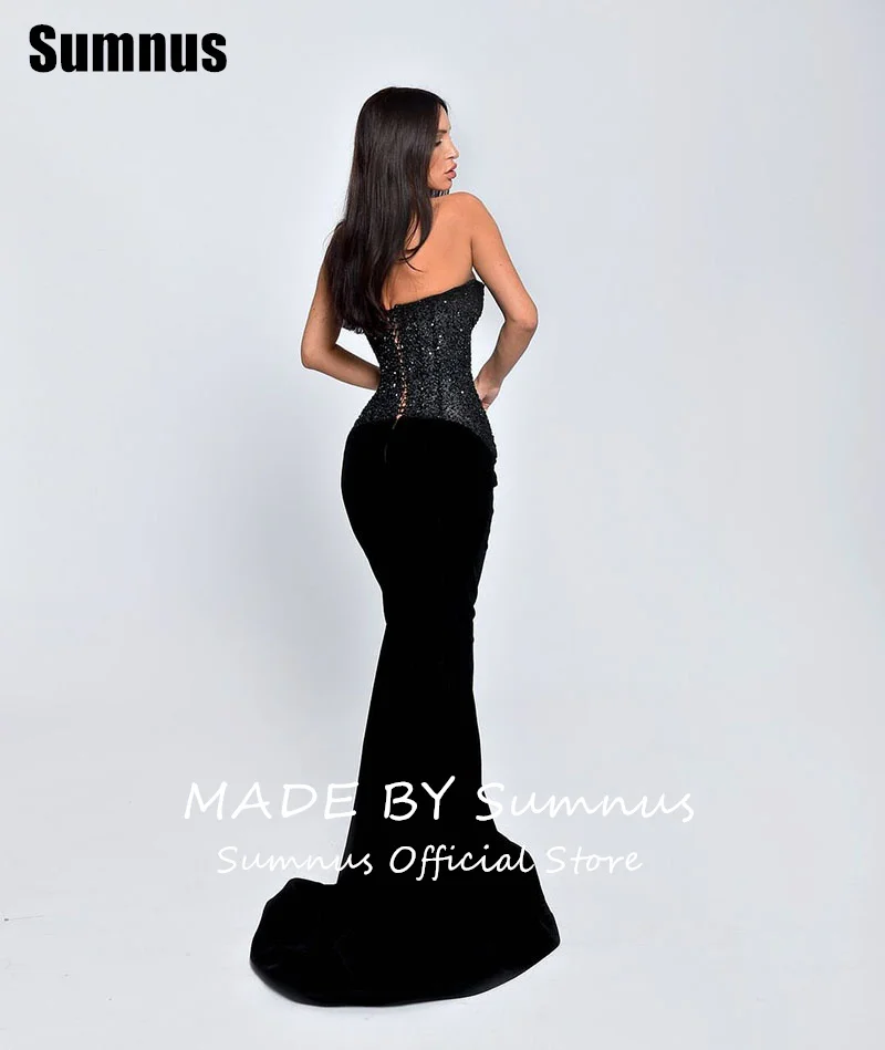 SUMNUS Black Mermaid Prom Dresses Elegant Strapless Party Dress Sweetheart Floor-Length Formal Gown 2024 Customized