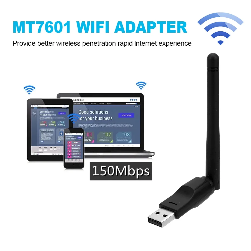 150Mbps MT7601 Mini USB WiFi Adapter 2.4G Wireless Network Card 802.11 b /g/n WiFi Receiver LAN Dongle For  Laptop PC Wholesales