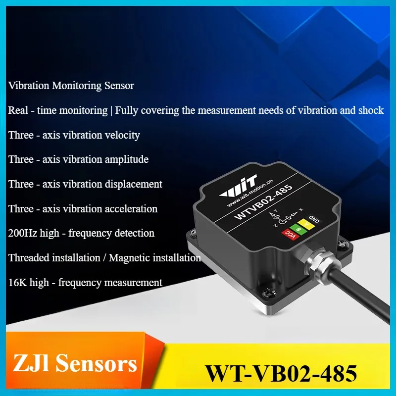 WT-VB02-485 three-axis displacement speed amplitude frequency vibration sensor motor water pump monitoring waterproof