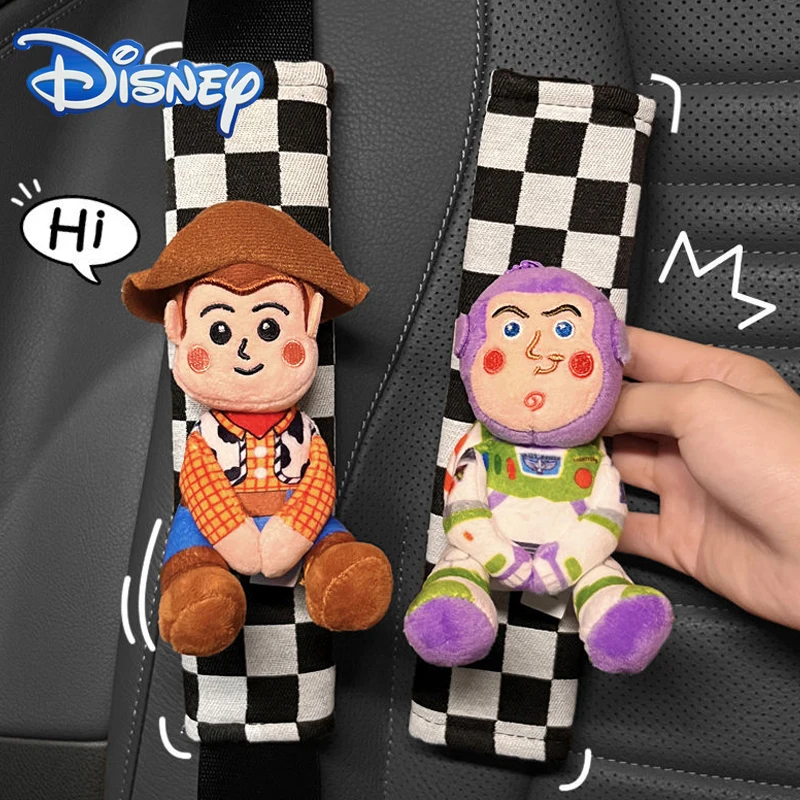 Disney Toy Story Woody Car Seat Belt Cover Cartoon Interior Decor Seat Belt Accessories Buzz Lightyear Protector Case Gifts