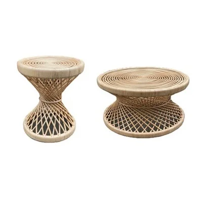 High quality best selling Pure Hand Woven Natural Rattan Wicker Side Table Round Coffee Table