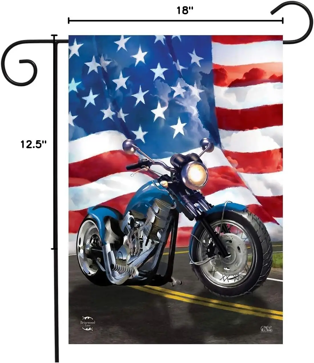 Briarwood Lane American Motorcycle Patriotic Garden Flag UUL EEZ
