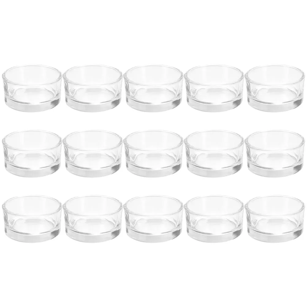 

15 Pcs Clear Glass Cup Taper Holders Candlestick Candleholders Tea Lights