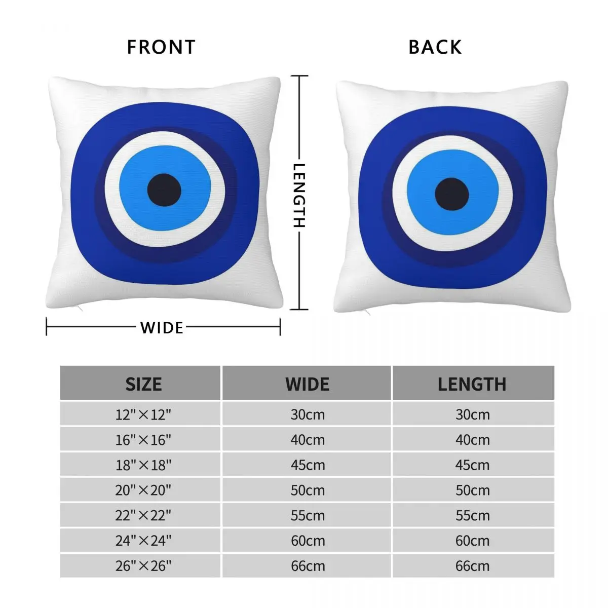 Evil Eye Symbol Square Pillowcase Polyester Linen Velvet Pattern Zip Decor Home Cushion Case