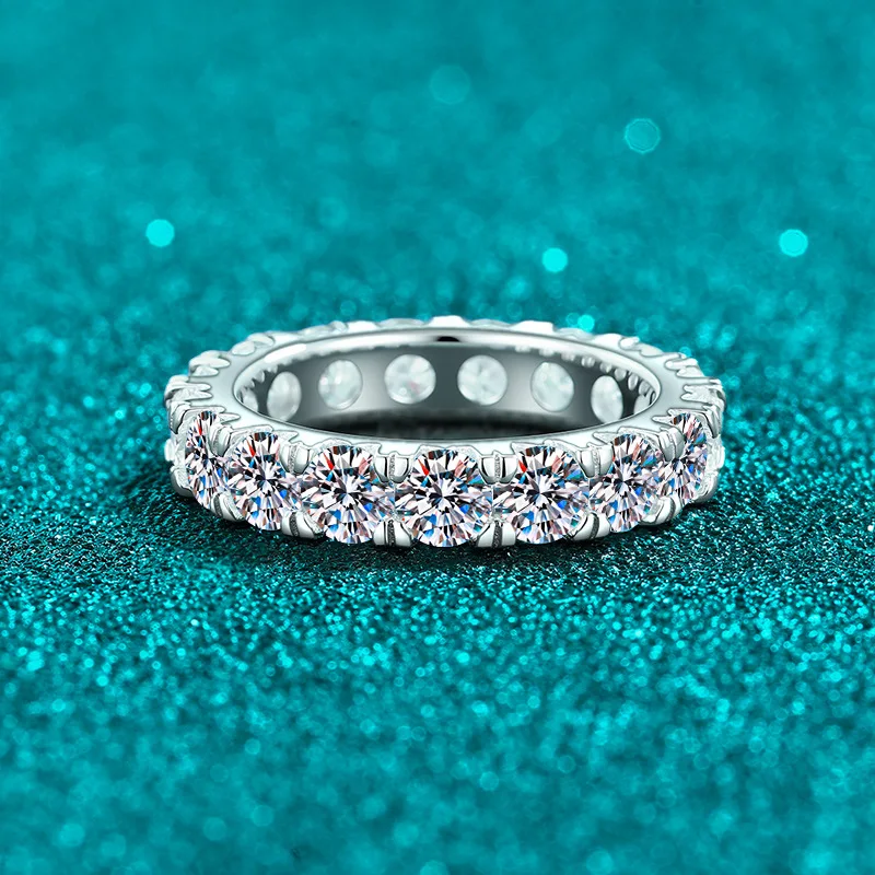Thoughtful Gift Full Paved Band Ring 7 Carat For Women Moissanite PT950 Platinum Commemorative Present