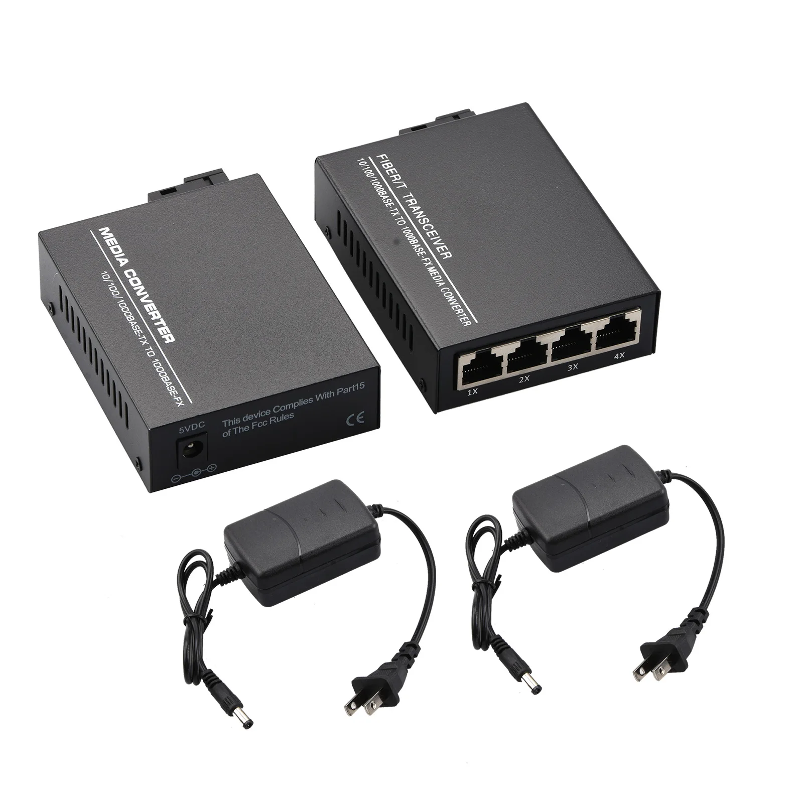 Ethernet para Fiber Optic Media Converter, Single Mode, RJ45 e 1 SC Fiber Port, 4 Portas, 10 Mbps, 100 Mbps, 1000Mbps