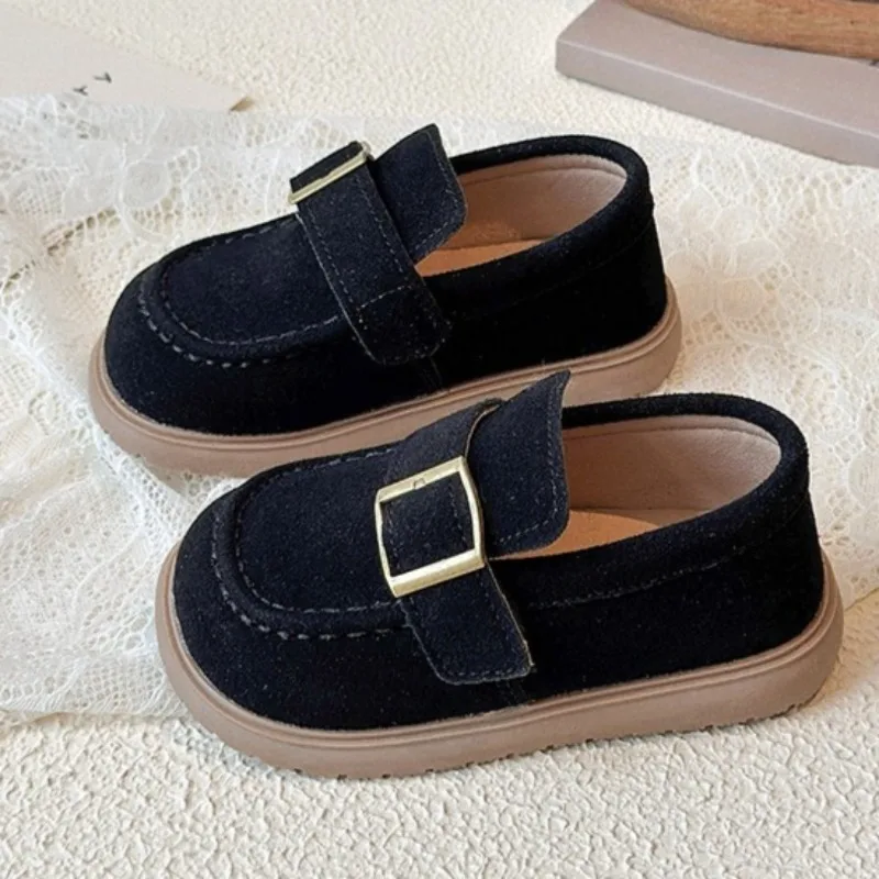 Girls Flats Spring Fall Shallow Lazy Loafers Shoes for Kids Comfortable Soft Suede Sneaker Casual School Shoes Children Flats