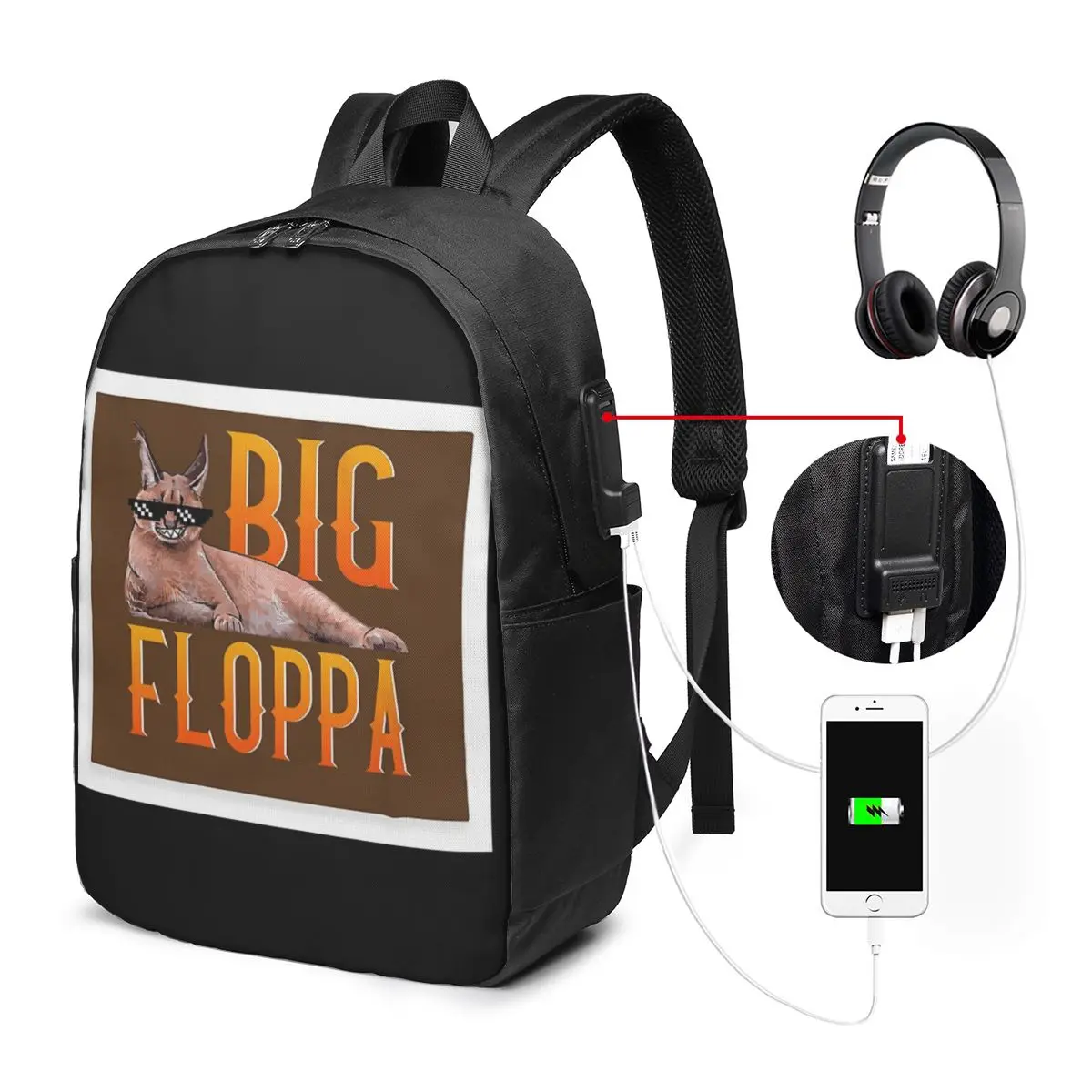 

Big Floppa Animal Cat Backpack Travel Notebook Bag Computer College Student School Bag Laptop Shoulder Bags for Men Women