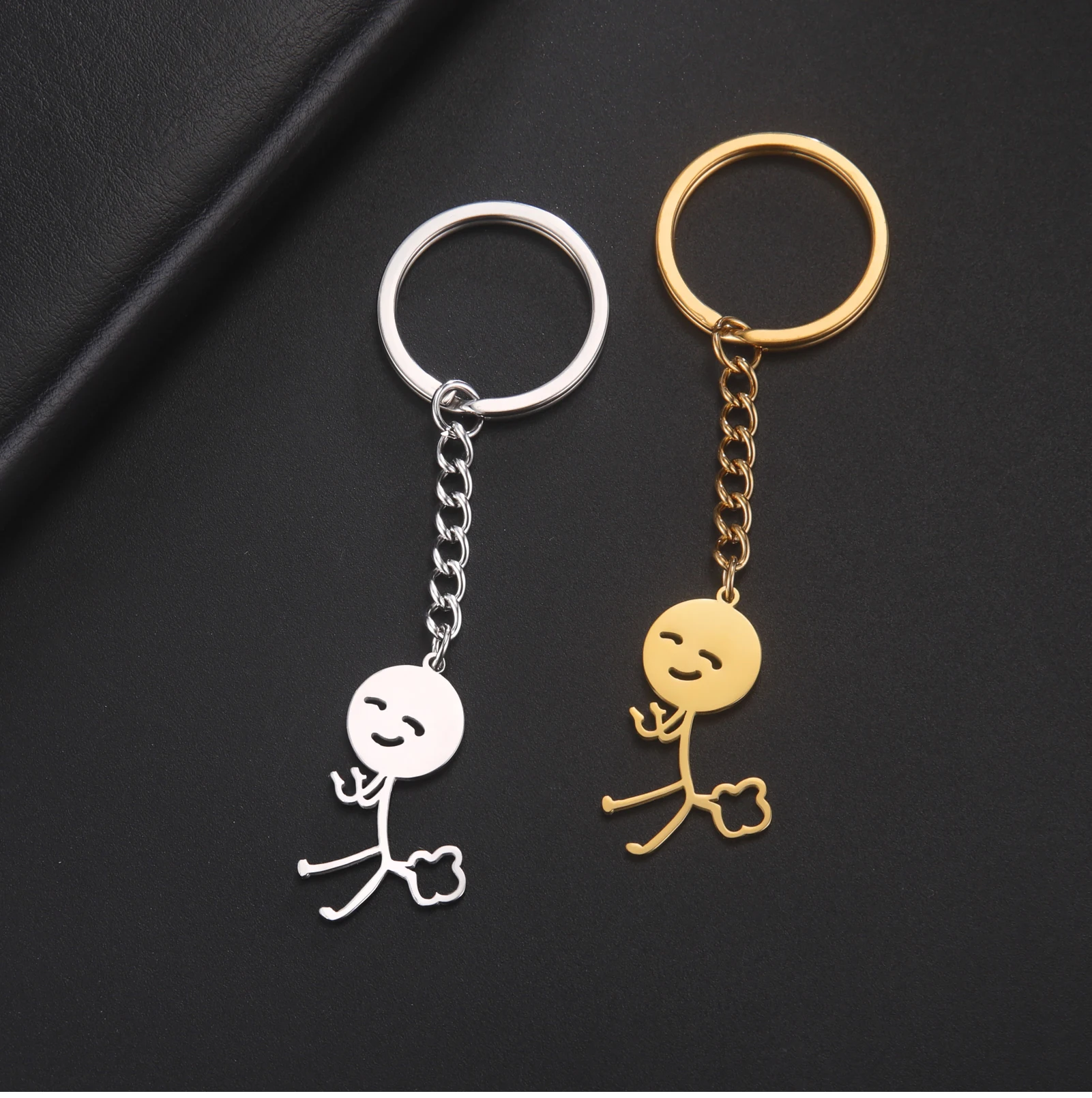 Cooltime Lustige Parodie Furz Stickman Anhänger Schlüsselanhänger Edelstahl Hiphop Schlüsselanhänger für Männer Frauen Schmuck Geschenk Neu In – Detail 14