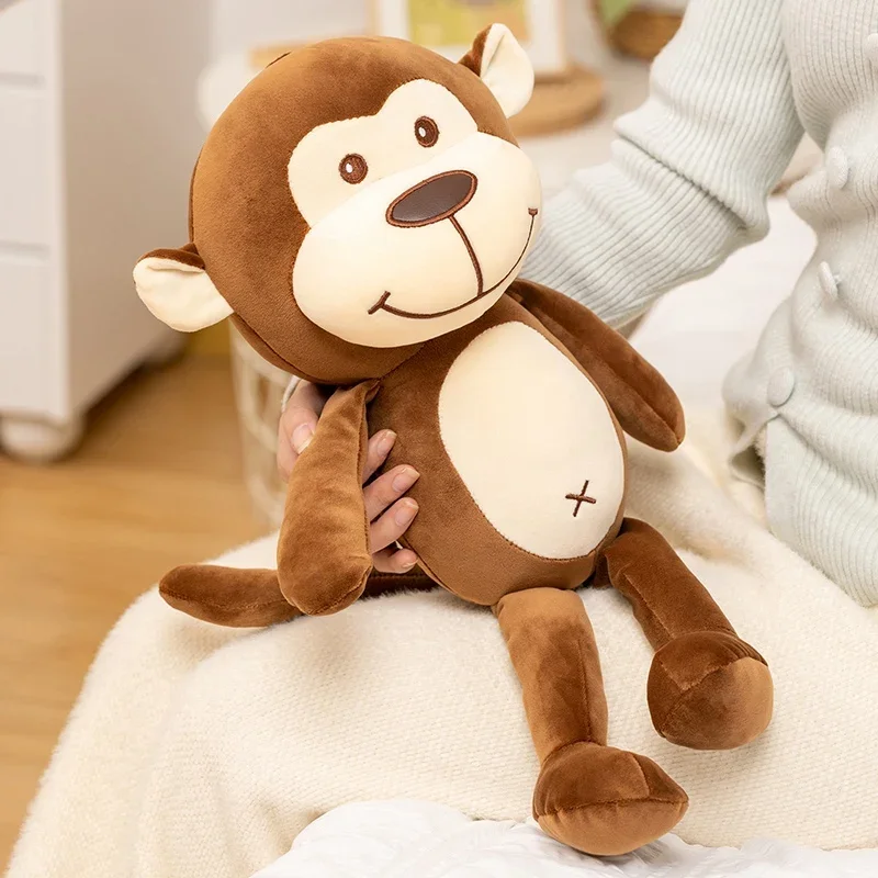 45cm Kawaii singe en peluche poupée marron souriant singe doux en peluche mignon à câliner peluches cadeaux d'anniversaire pour fille
