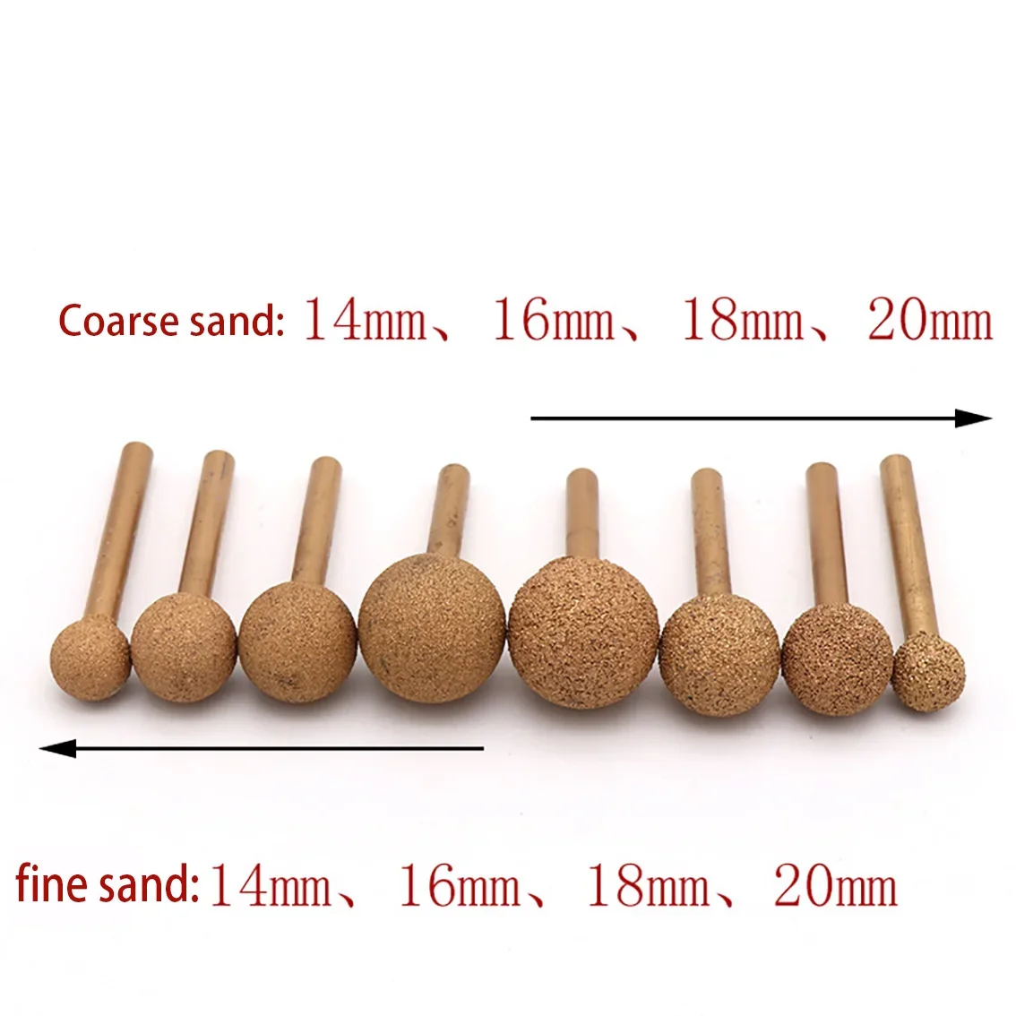 Diamond Grinding Headwith Handle Spherical Alloy Grinding Head With Coarse Sand Fine Sand For Metal/Jade/Glass/Finely Polished