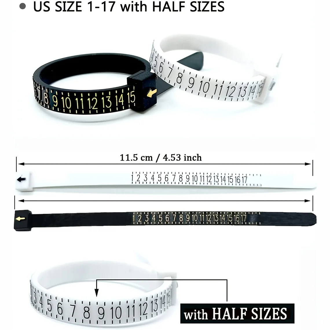 

1 Pcs Ring Sizer Measuring Tool, Reusable Finger Size Gauge, Jewelry Sizing Stick for 1-17 US Sizes