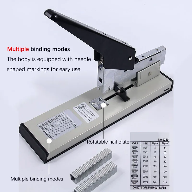 Effortless A4 Heavy Stapler Large Capacity Gear For Thick Financial Vouchers & Office Document Binding