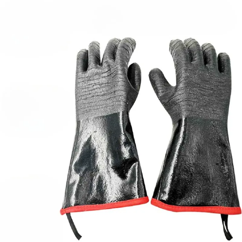 14/18inch BBQ Gloves Neoprene Coating High Temperature Heat Insulation Oil Resistant Long Oven Microwave Barbecue Grill Gloves