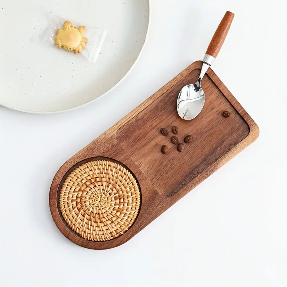 Natural Acacia Wood Cashew Tray Unique Serving Plate Solid Wooden Platter For Home Kitchen Coffee Tea Snack Organization