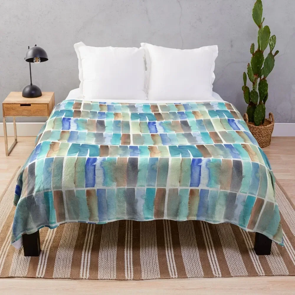 Eucalypt paling fence - turquoise Throw Blanket Sofa Designers Blankets