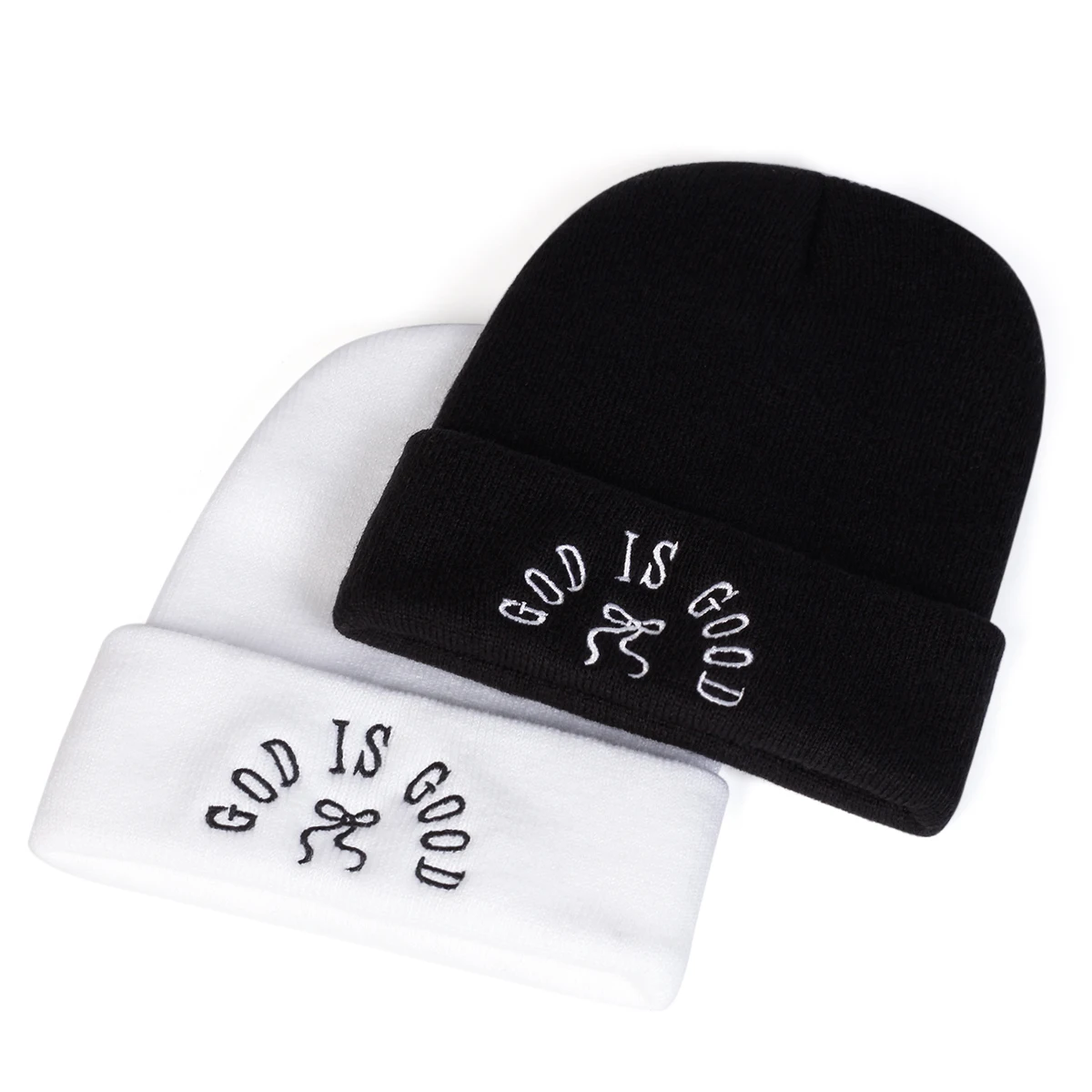Gorros unisex con bordado de letras GOD IS GOOD, gorros de punto cálidos para otoño e invierno, gorros de Hip Hop para mujeres y hombres