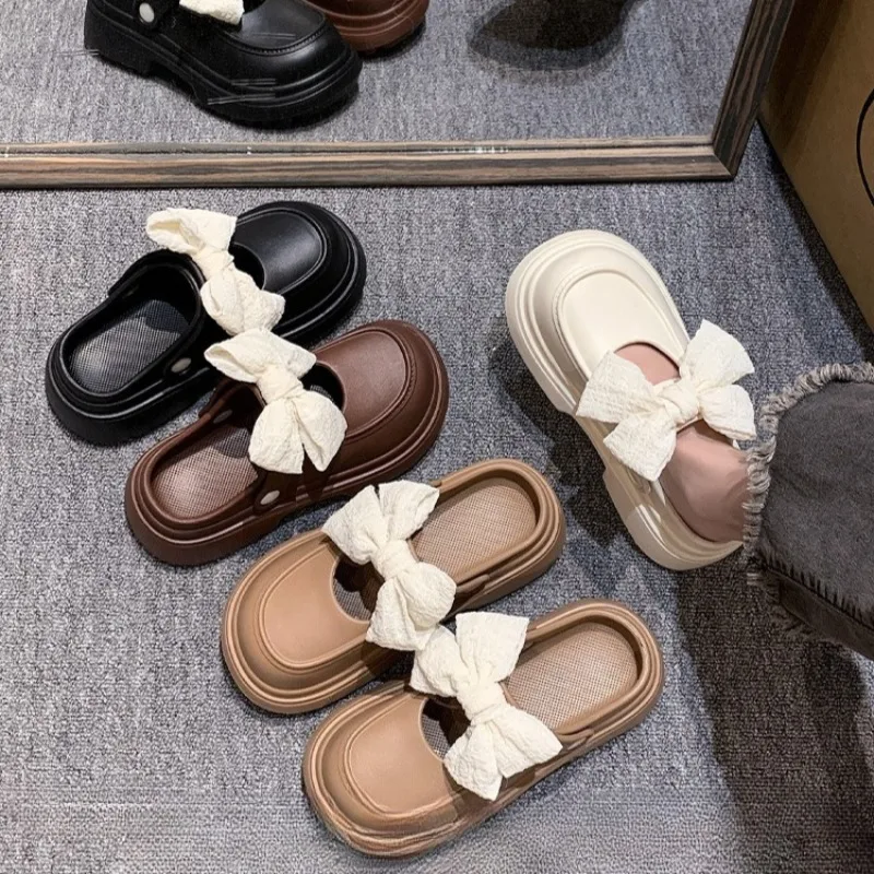 2026 New Summer Soft Outdoor Lightweight Casual Women's Sandals Fashion Bowknot Women's Slippers Non-slip Beach Shoes for Woman
